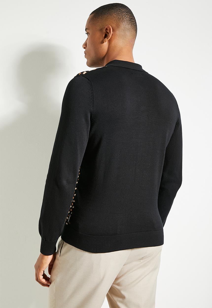 Ben Sherman - Bottno Through Polo Knit-Black