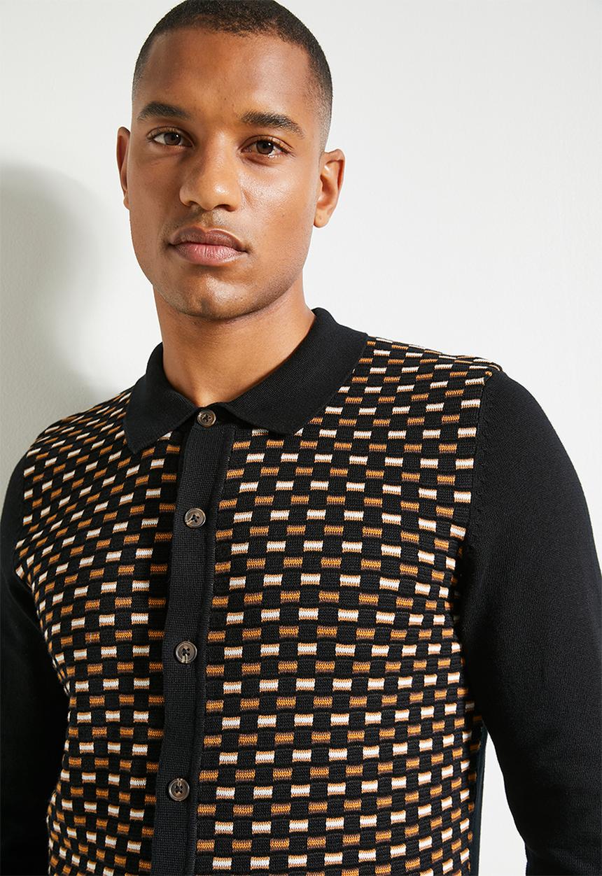 Ben Sherman - Bottno Through Polo Knit-Black