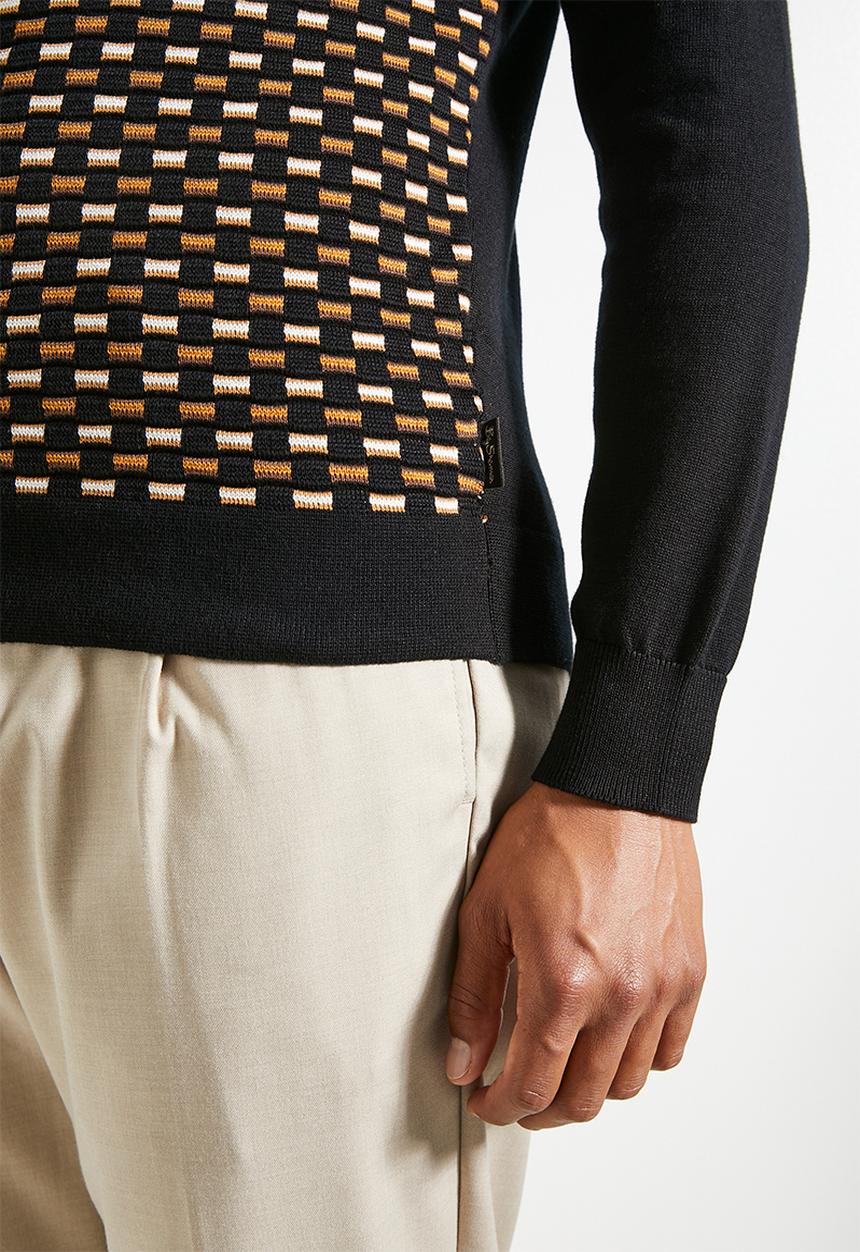 Ben Sherman - Bottno Through Polo Knit-Black
