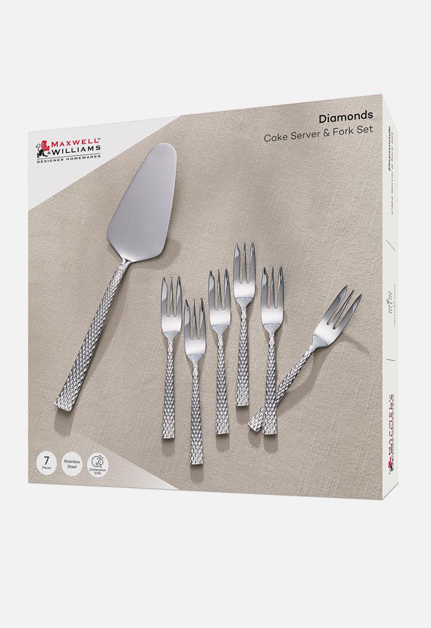 Maxwell & Williams - MW Diamonds Cake Server & Fork Set - Silver