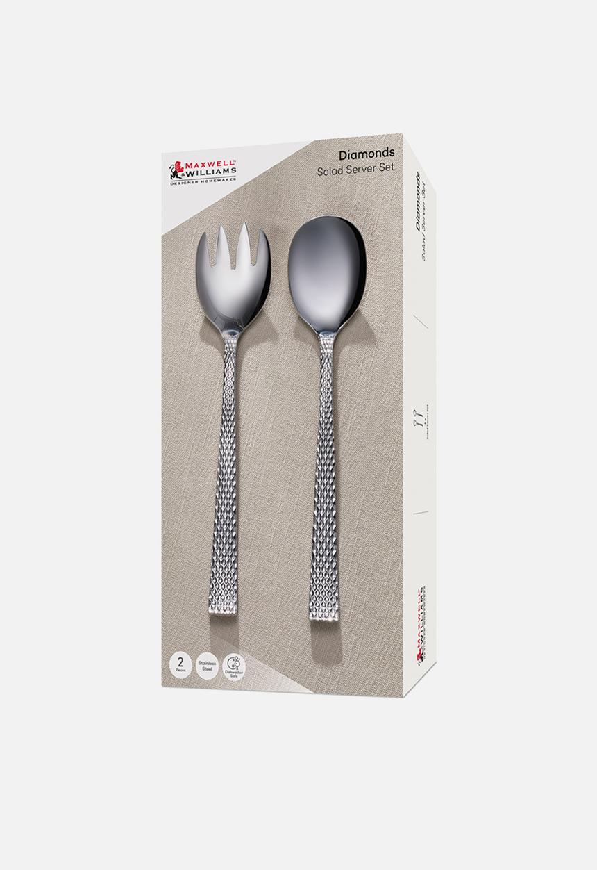 Maxwell & Williams - MW Diamonds Salad Server Set of 2 - Silver