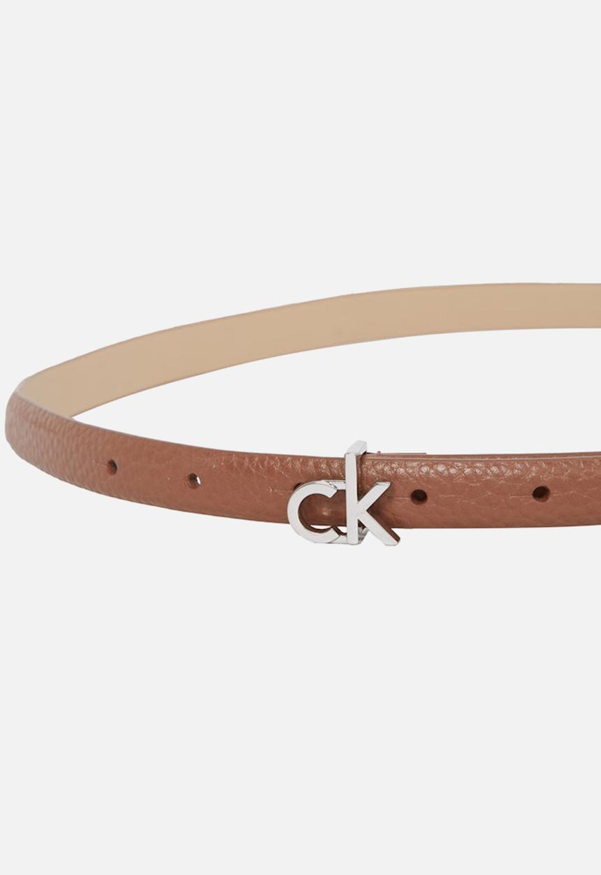 Calvin Klein - Ck thin belt 1.5cm pebble - carob brown
