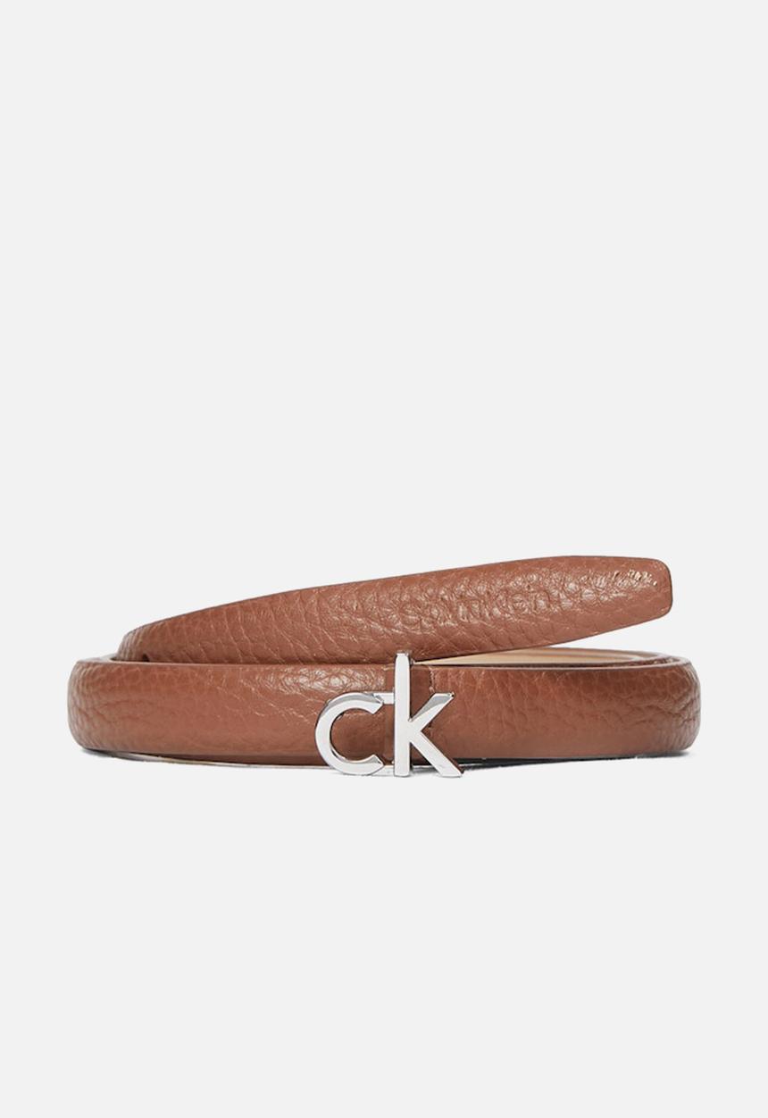 Calvin Klein - Ck thin belt 1.5cm pebble - carob brown