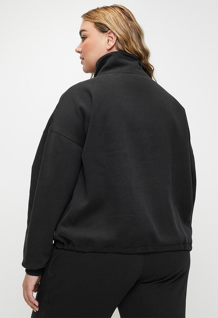 Cotton On - Plus Plush Essential Half Zip Jumper - Black