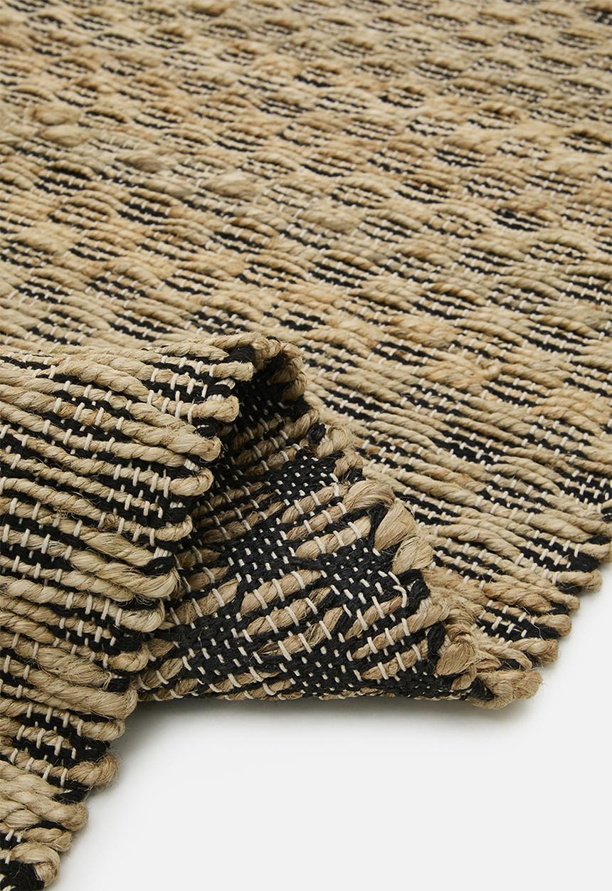 Sixth Floor - Handwoven Jute & Cotton Blend Rug - Natural & Black