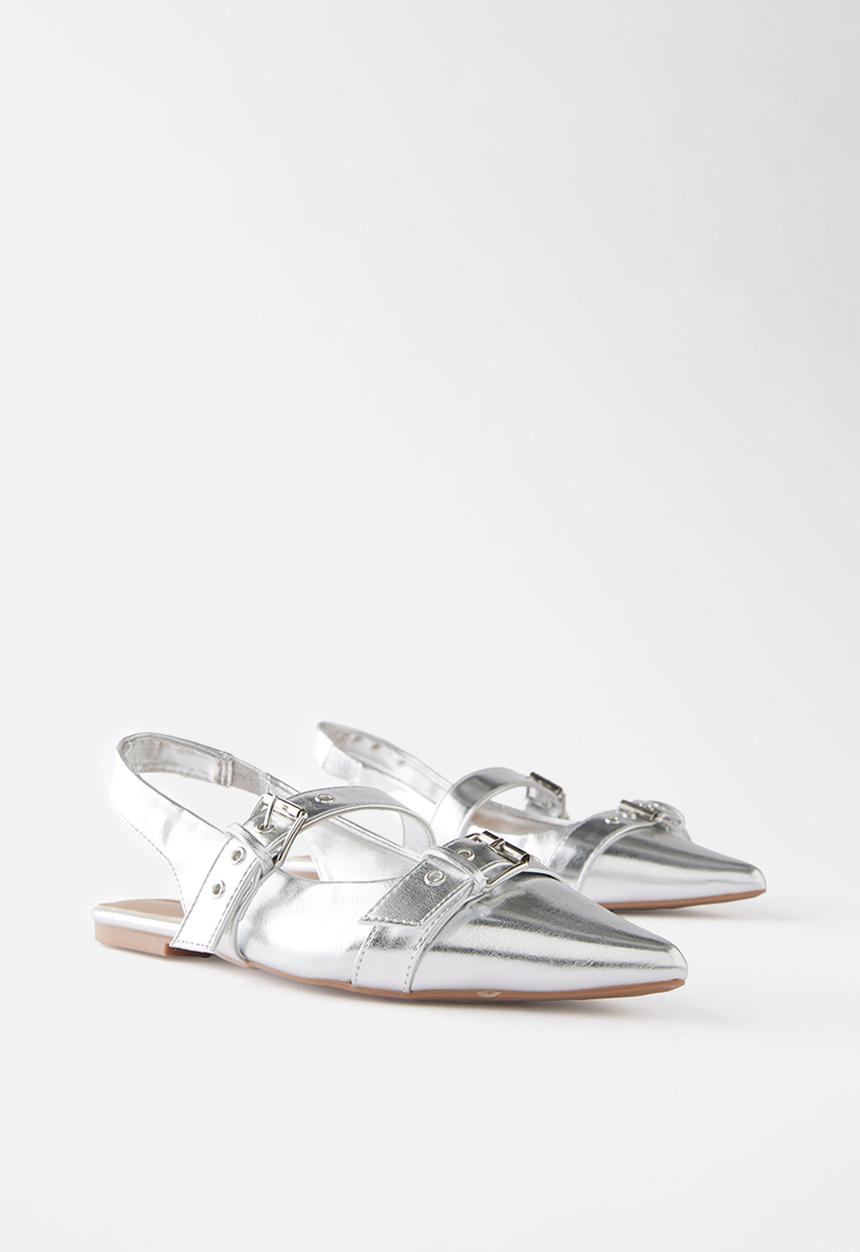 Cotton On - Isla buckle slingback ballerina - silver