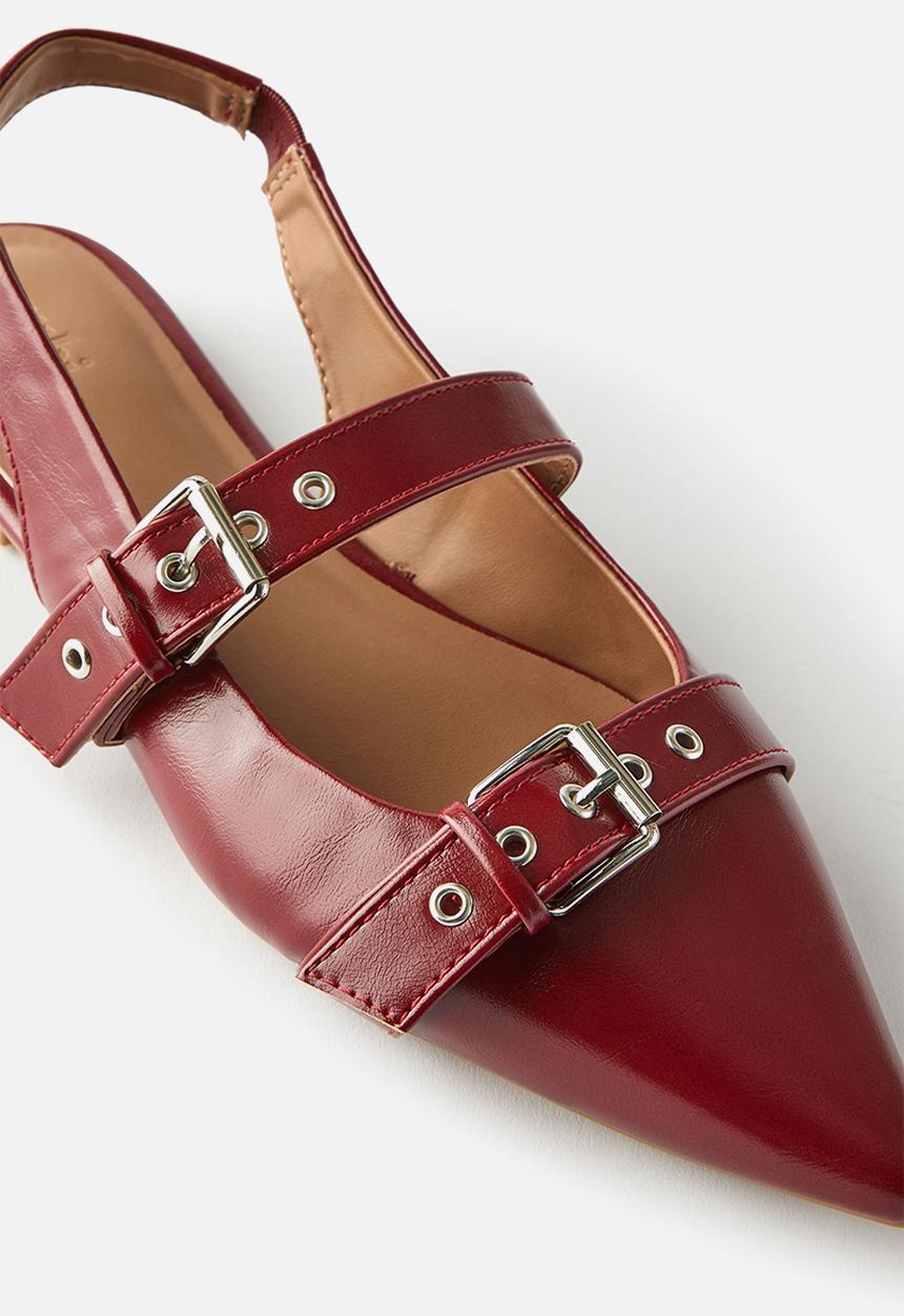 Cotton On - Isla buckle slingback ballerina - deep red textured
