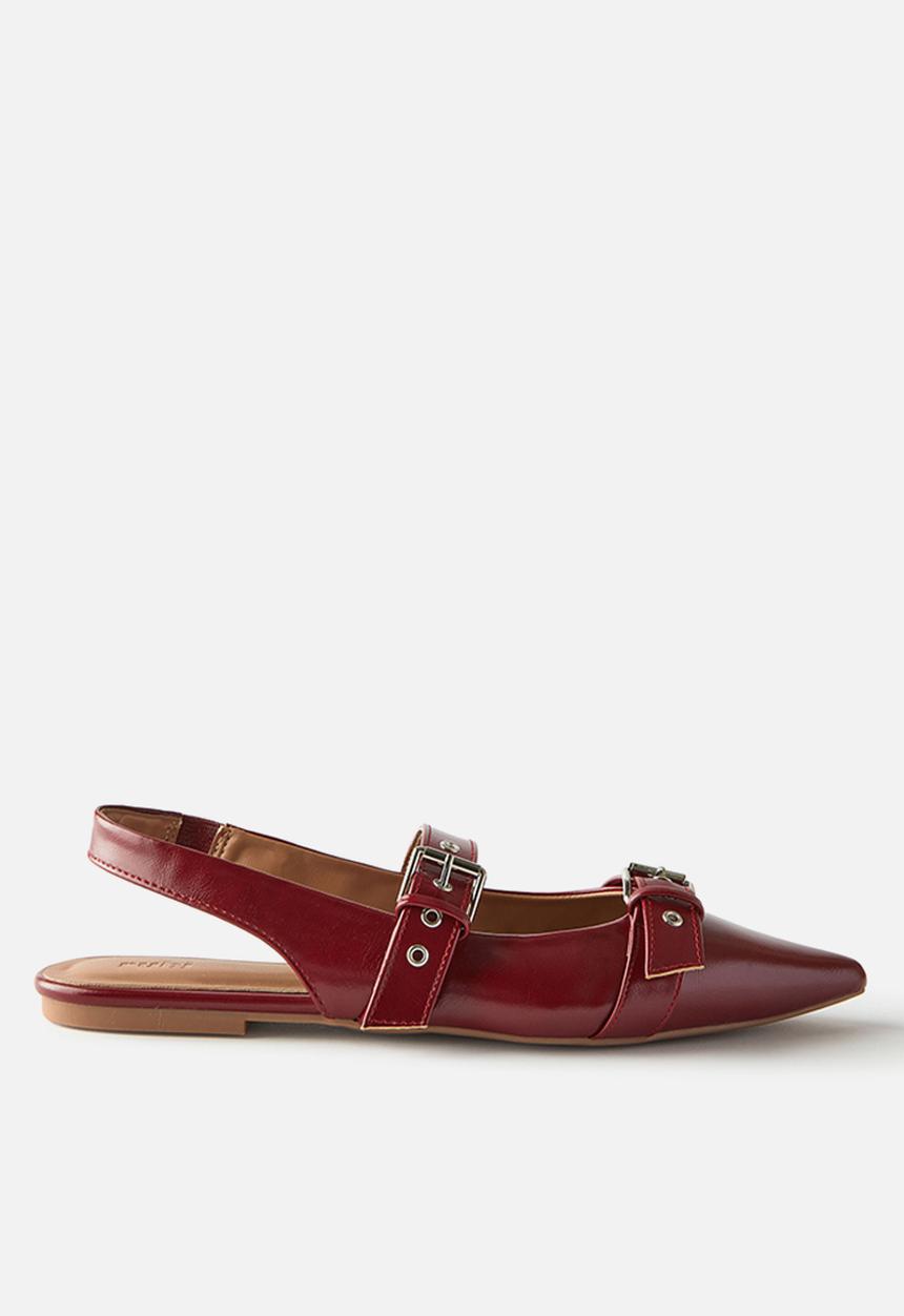 Cotton On - Isla buckle slingback ballerina - deep red textured