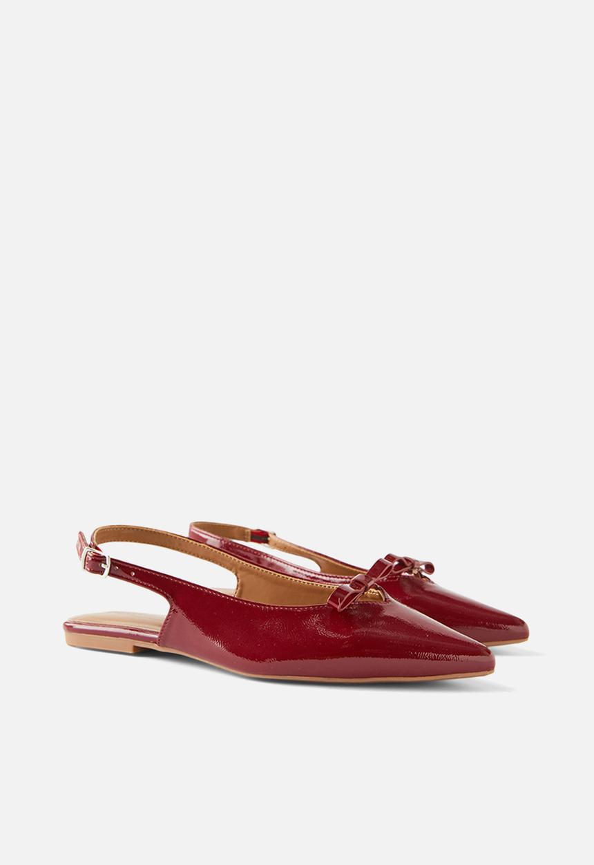 Cotton On - Isla bow slingback ballerina - berry glossy