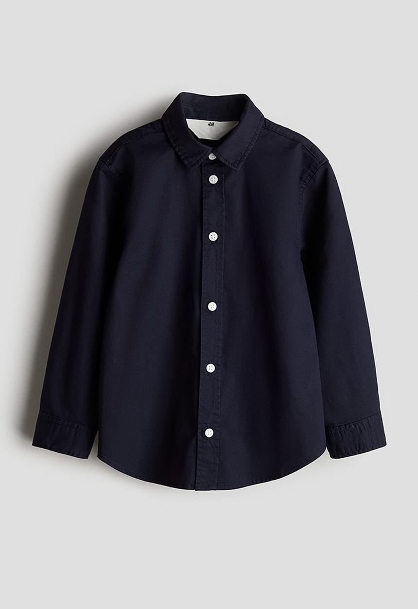 H&M - Long-sleeved cotton shirt - navy blue