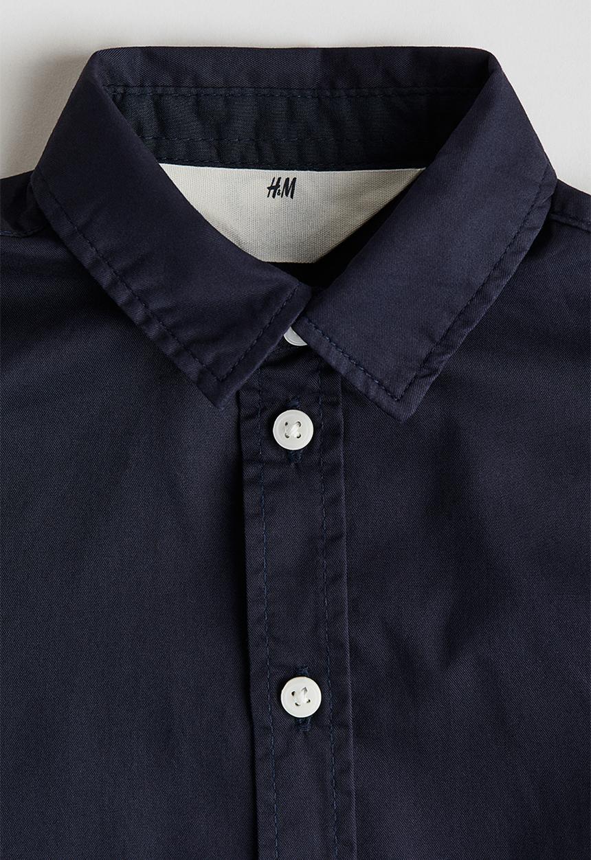 H&M - Long-sleeved cotton shirt - navy blue