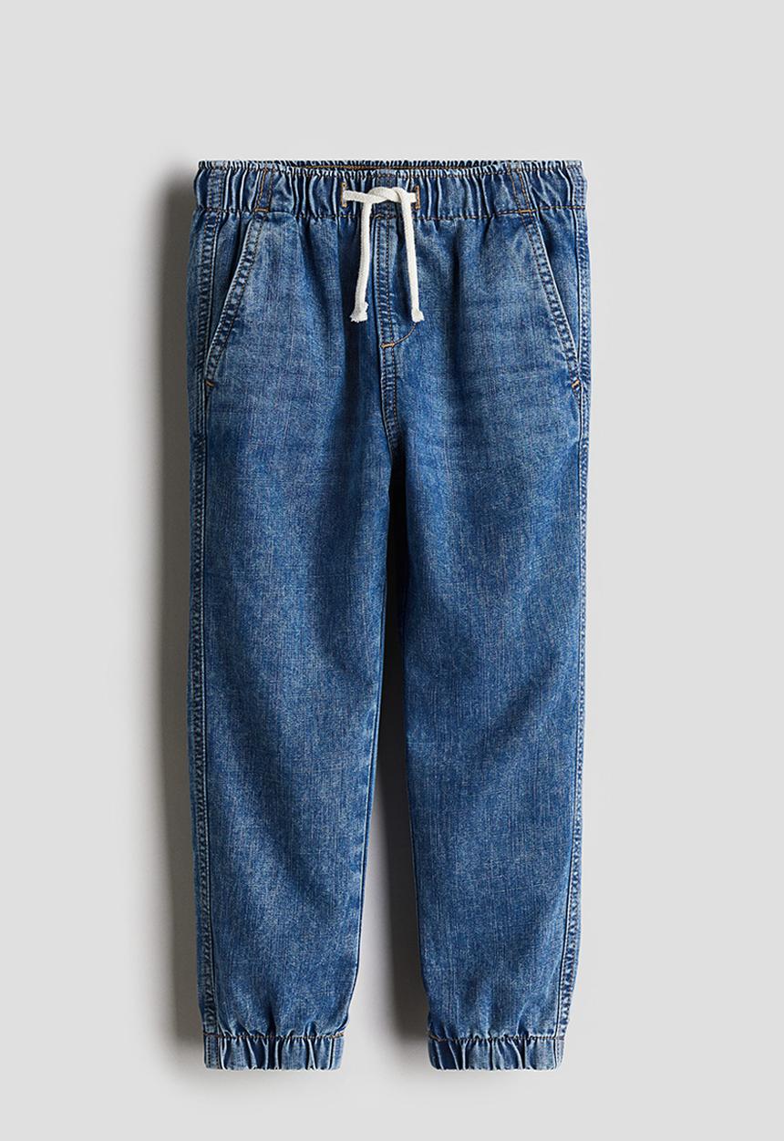 H&M - Jersey lined twill joggers - denim blue