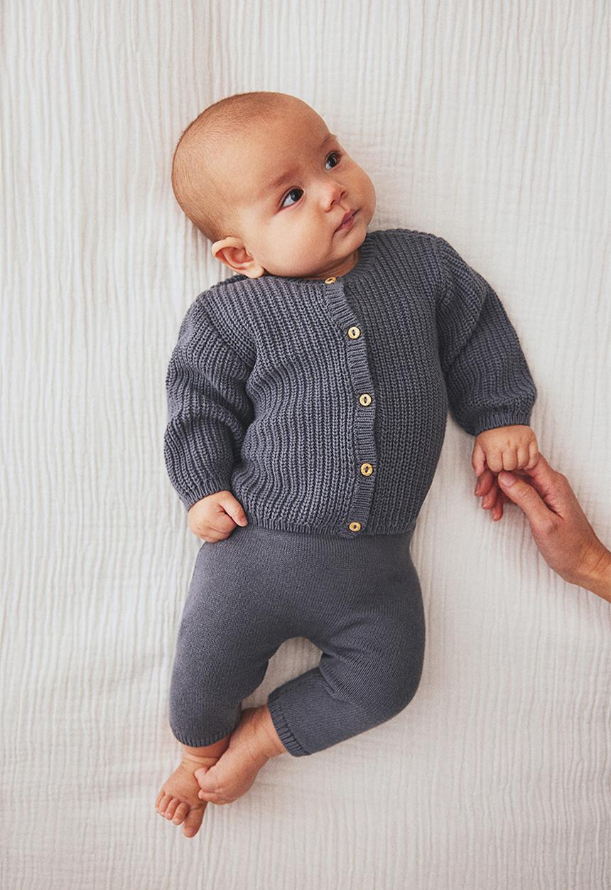 H&M - 2-piece cotton-knit set - dark dusty blue