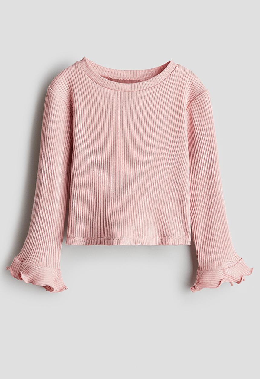H&M - Flare-sleeve jersey top - pink