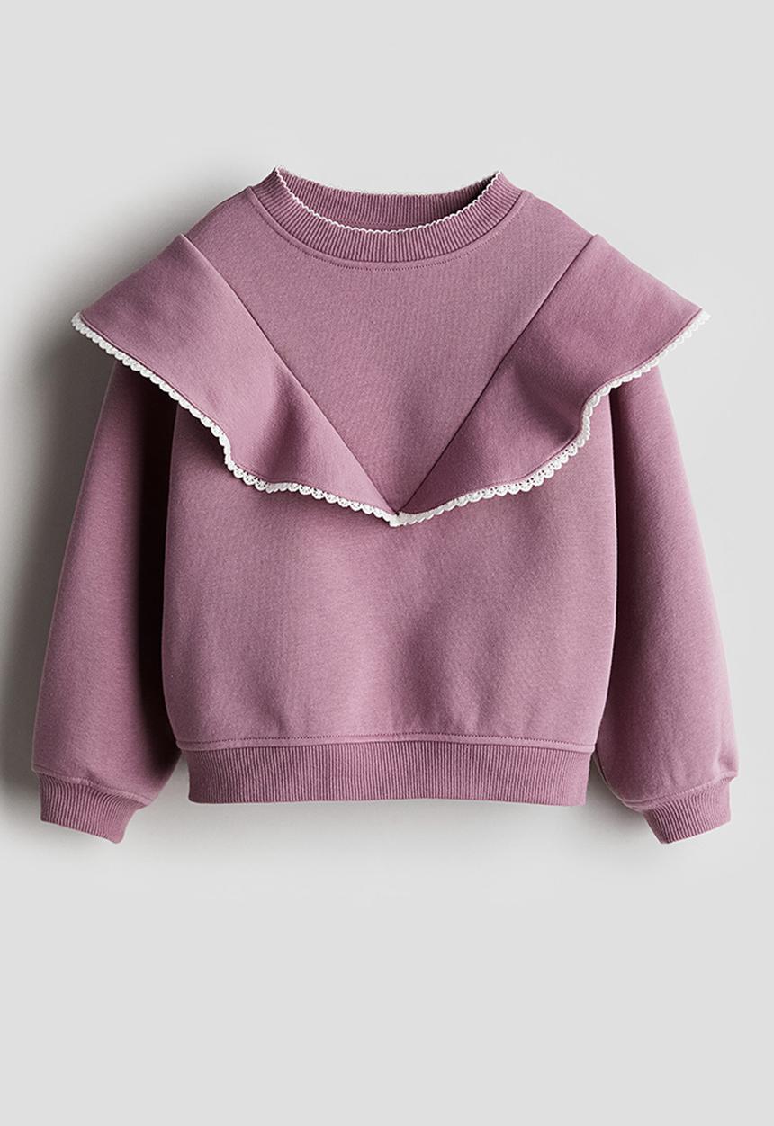 H&M - Flounce-trimmed sweatshirt - dark dusty pink