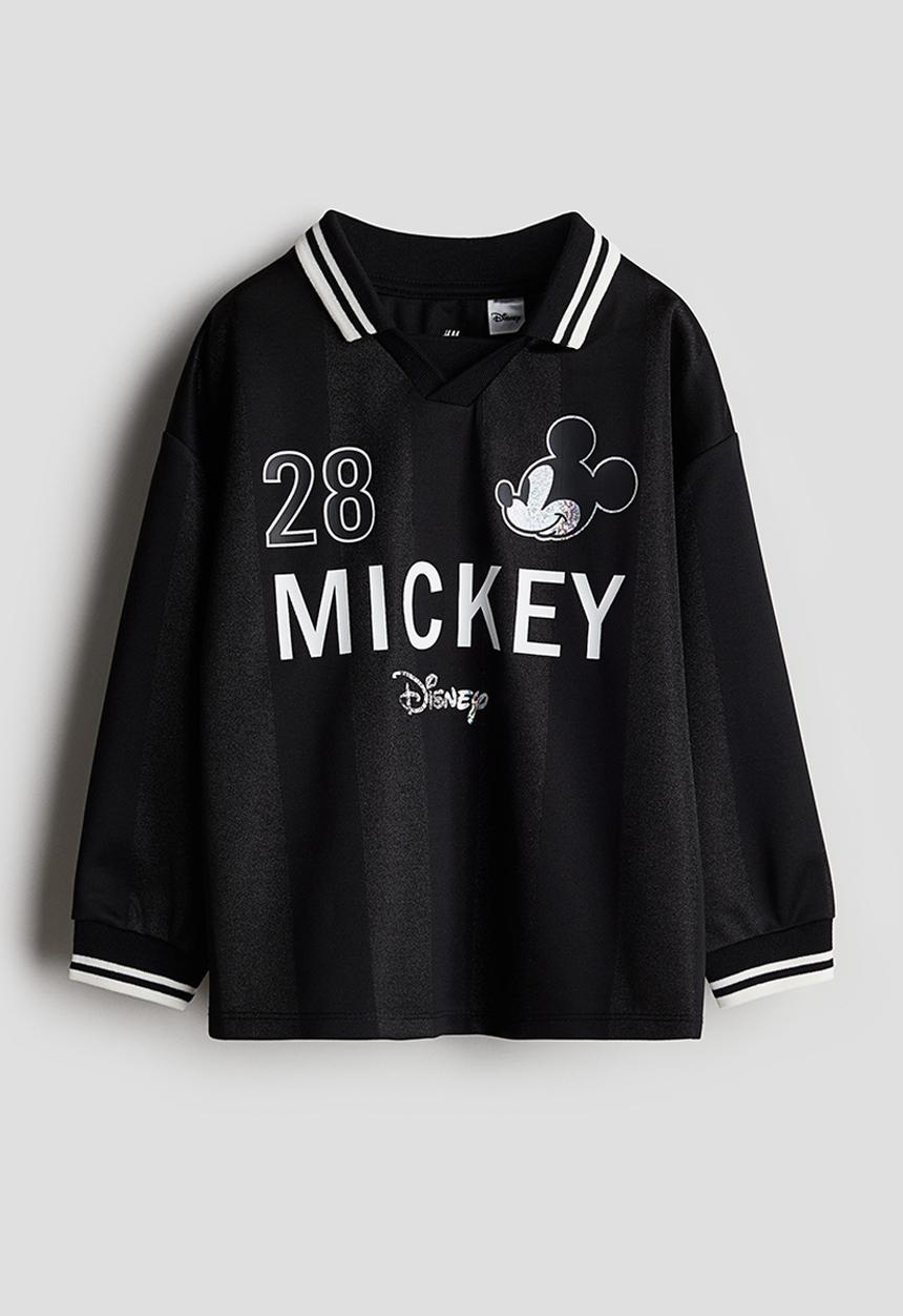 H&M - Print-motif polo shirt - black mickey mouse
