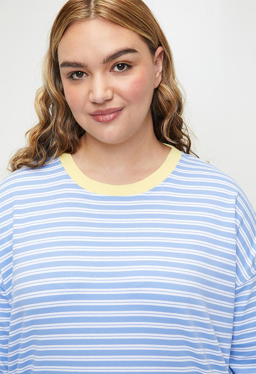 Cotton On - Plus Stripe Lounge Long Sleeve - Blue/White Stripe