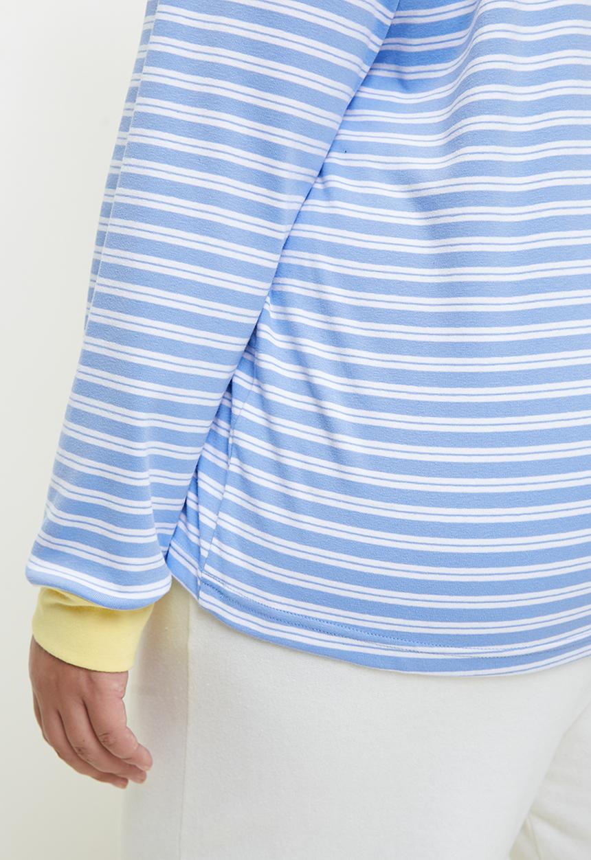 Cotton On - Plus Stripe Lounge Long Sleeve - Blue/White Stripe