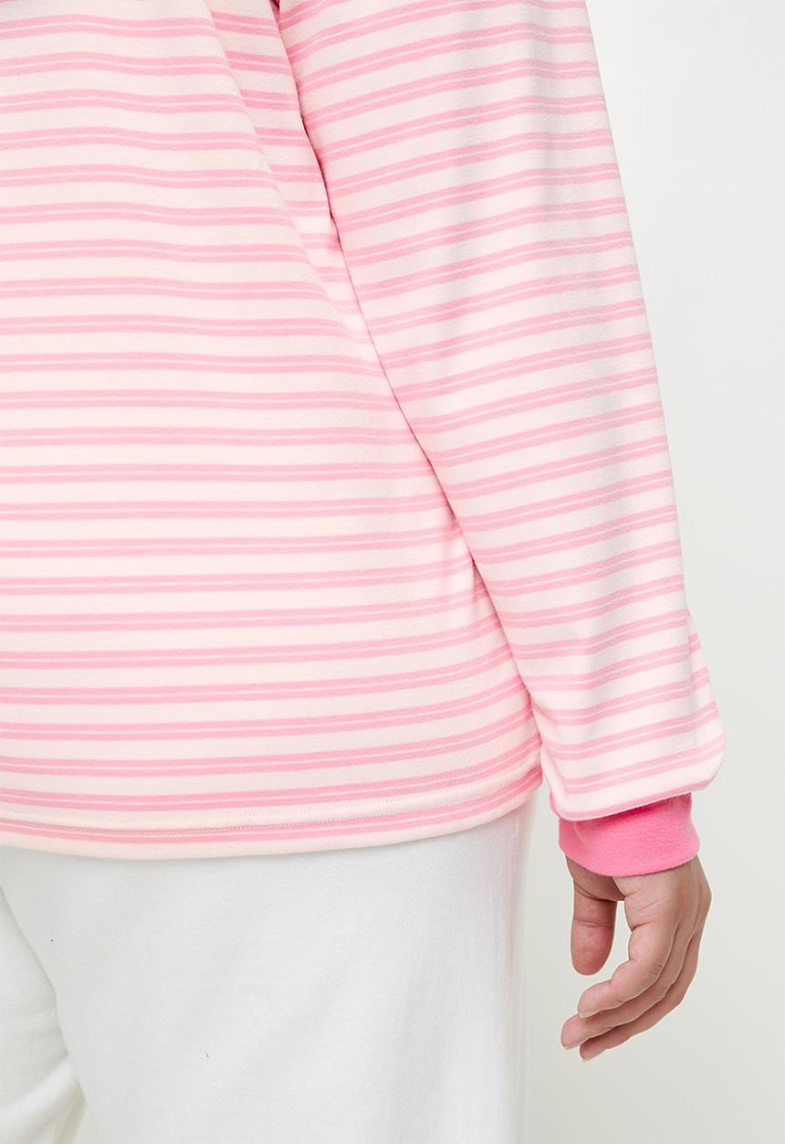 Cotton On - Plus Stripe Lounge Long Sleeve - Pink Blossom Stripe
