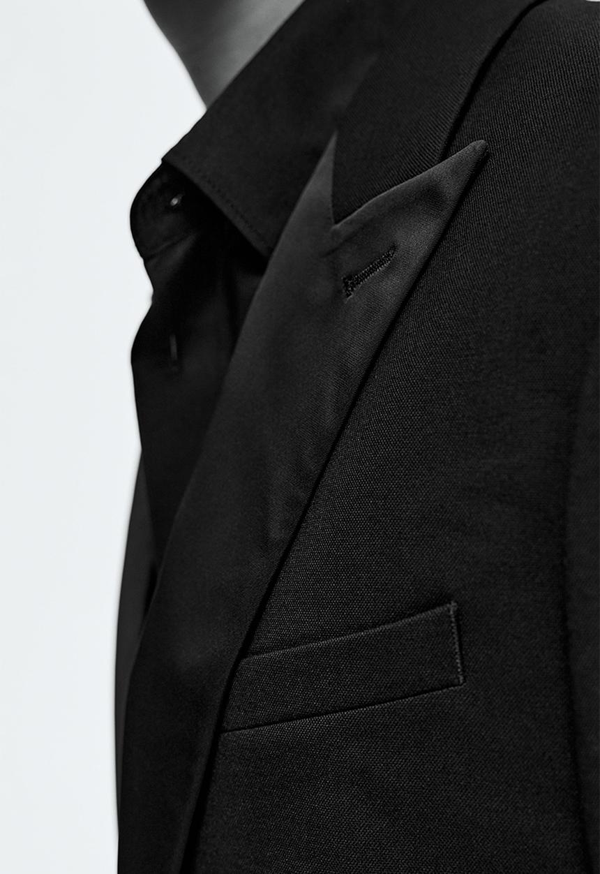 H&M - Slim fit single-breasted tuxedo jacket - black
