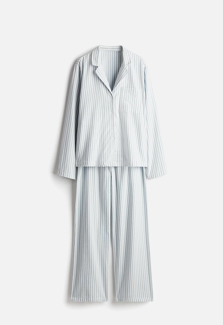 H&M - Flannel pyjamas - light blue striped