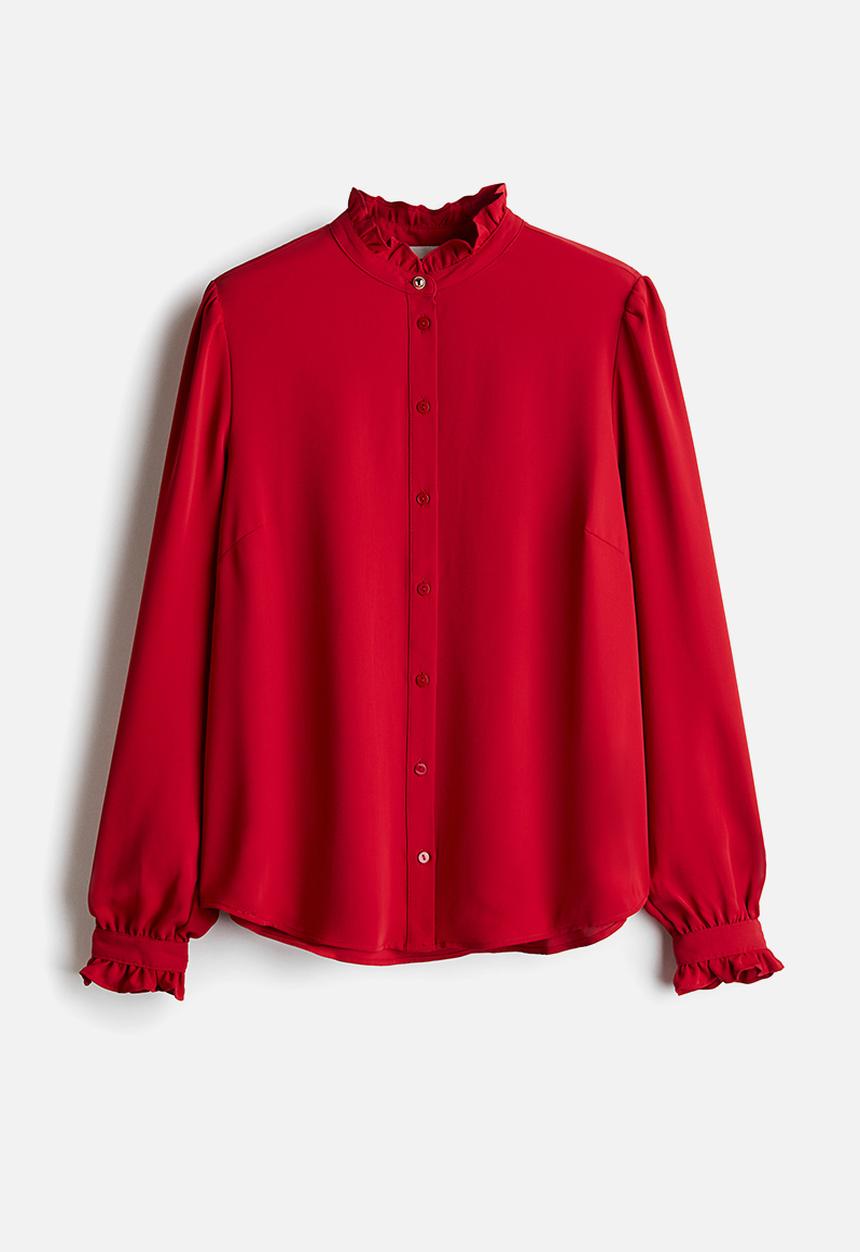H&M - Frill-trimmed blouse - red