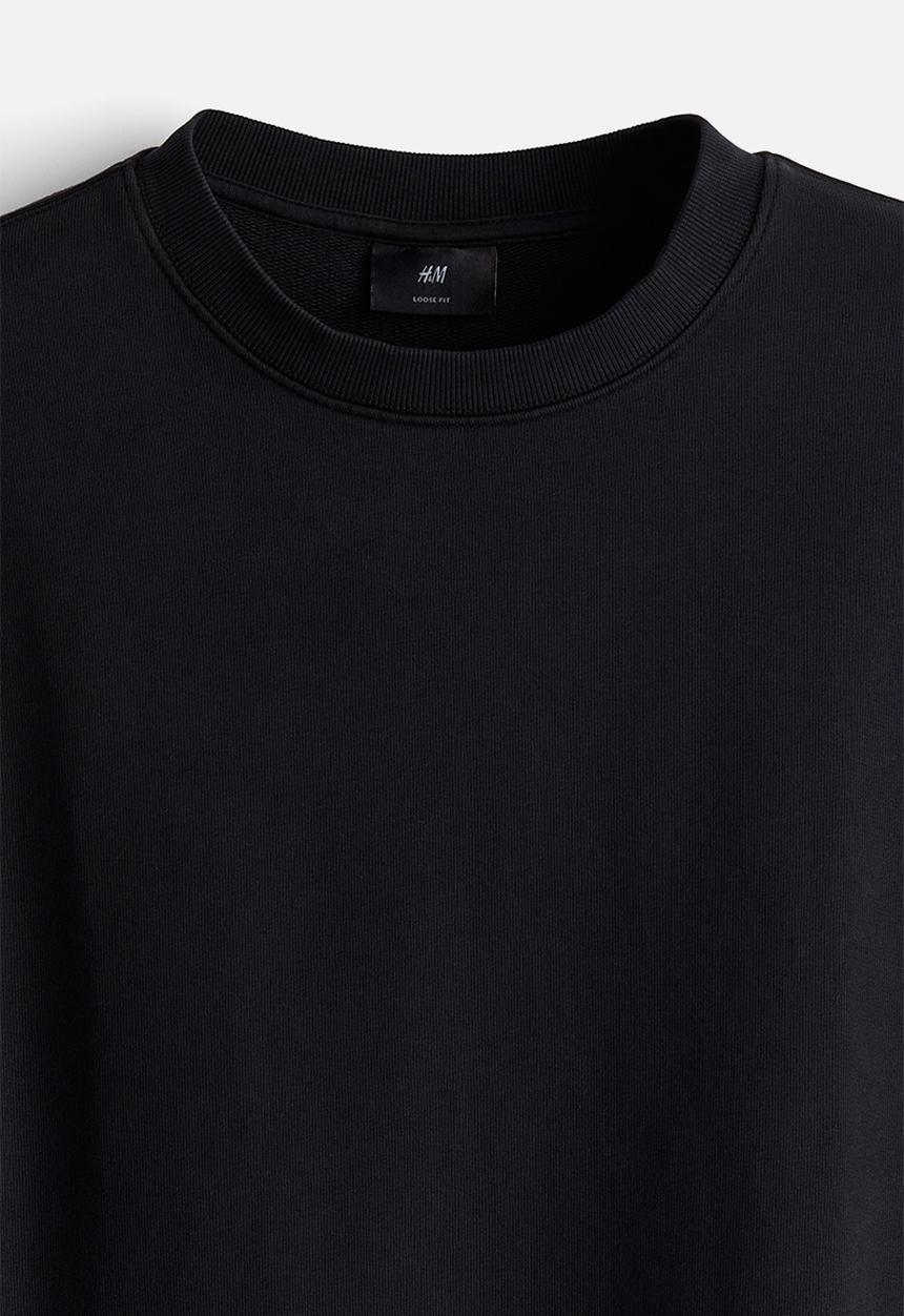 H&M - Loose fit washed cotton sweatshirt - black