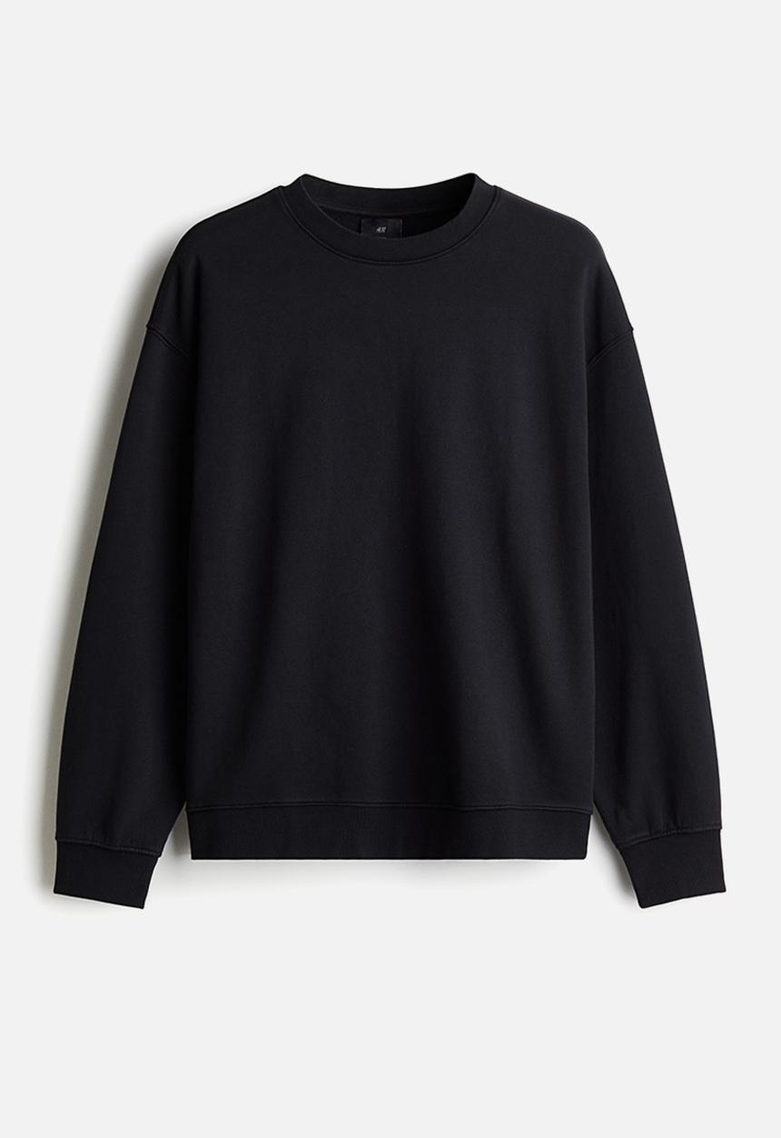 H&M - Loose fit washed cotton sweatshirt - black