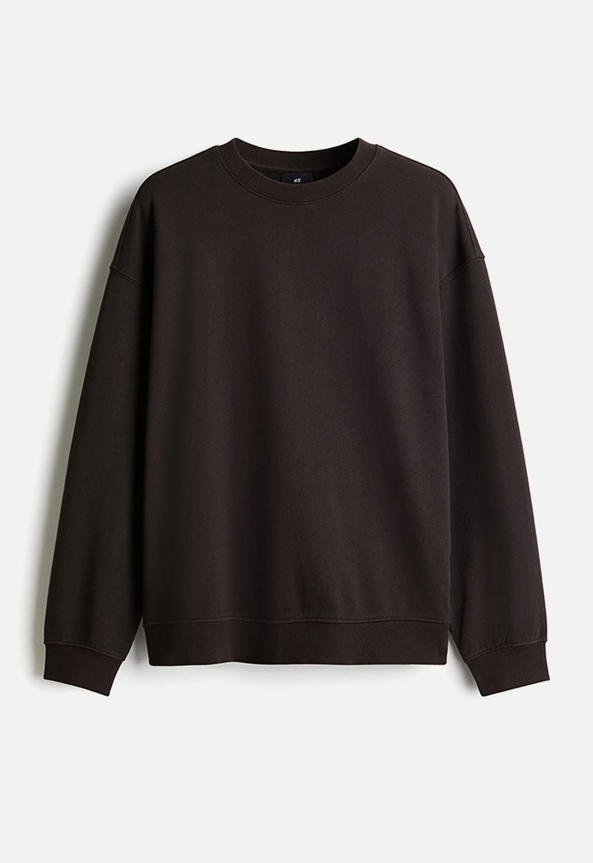 H&M - Loose fit washed cotton sweatshirt - dark brown
