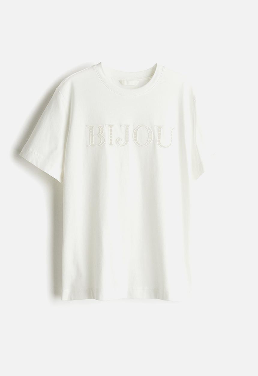 H&M - T-shirt - white bijou