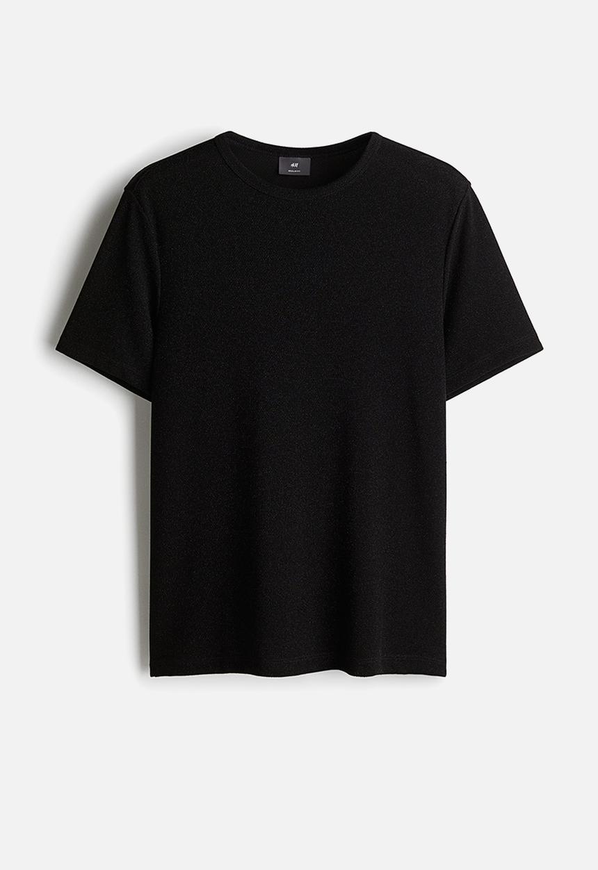 H&M - Regular fit glittery t-shirt - black