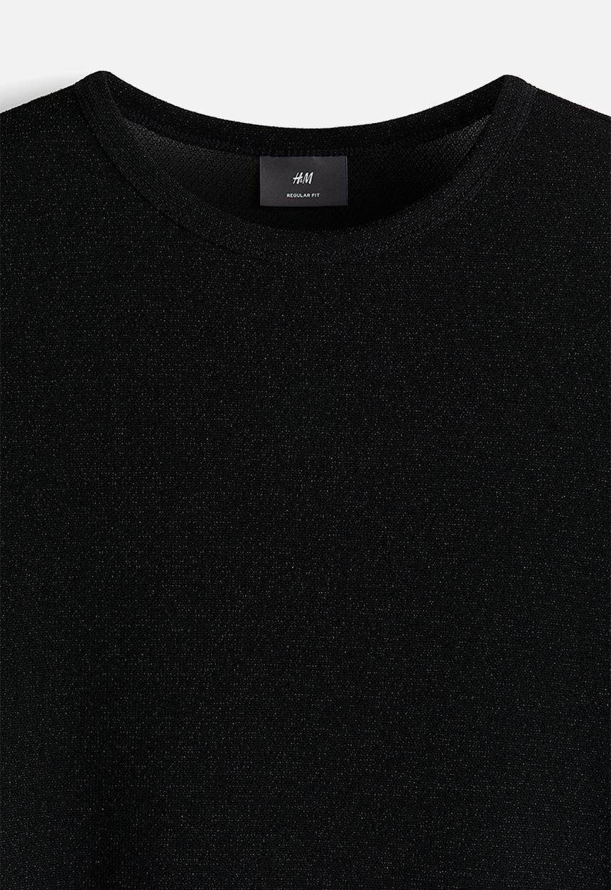 H&M - Regular fit glittery t-shirt - black