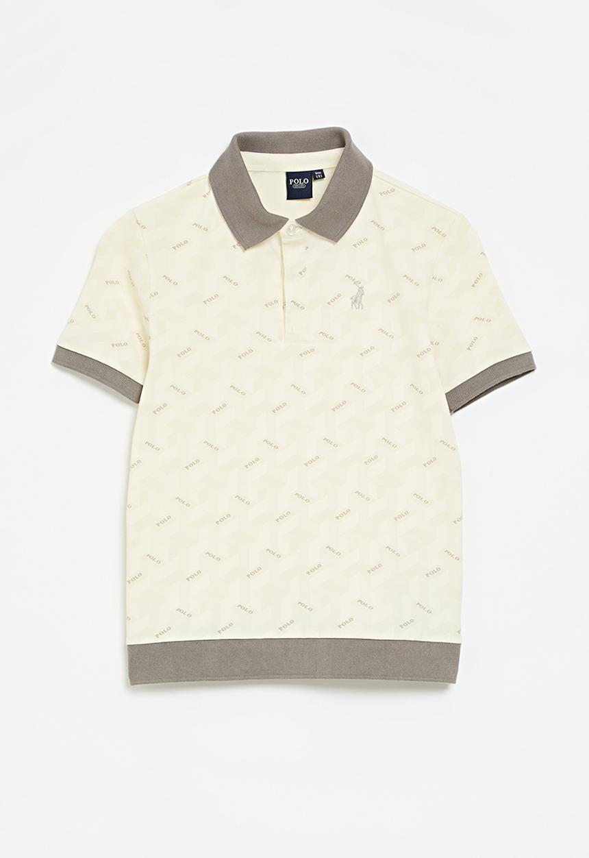 POLO - Boys ethan printed ss golfer - off white
