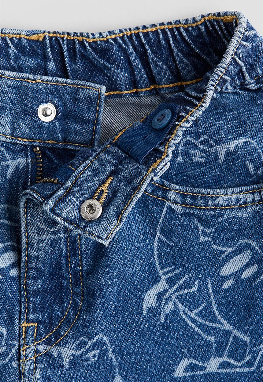 H&M - Loose fit jeans - denim blue dinosaurs