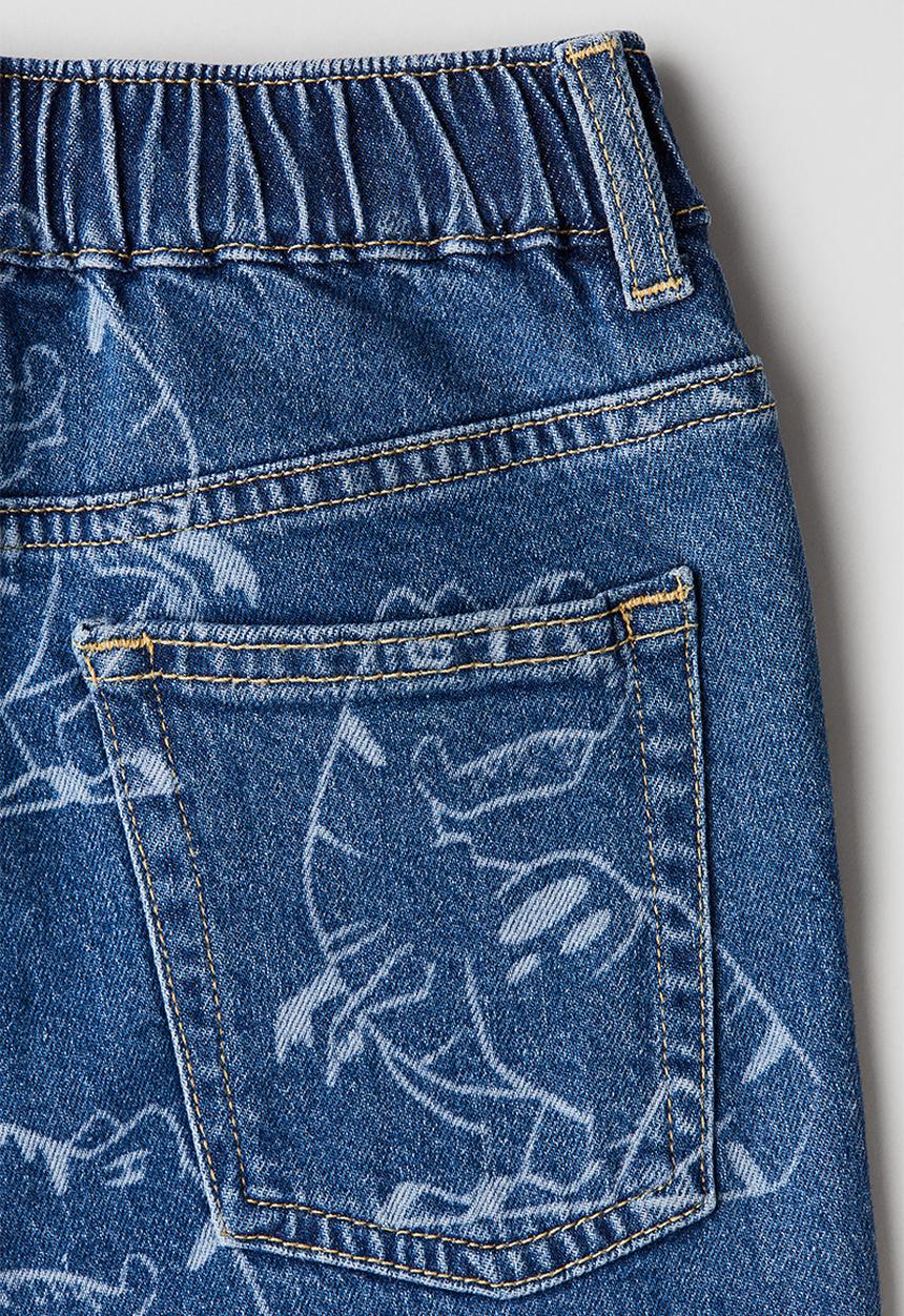 H&M - Loose fit jeans - denim blue dinosaurs