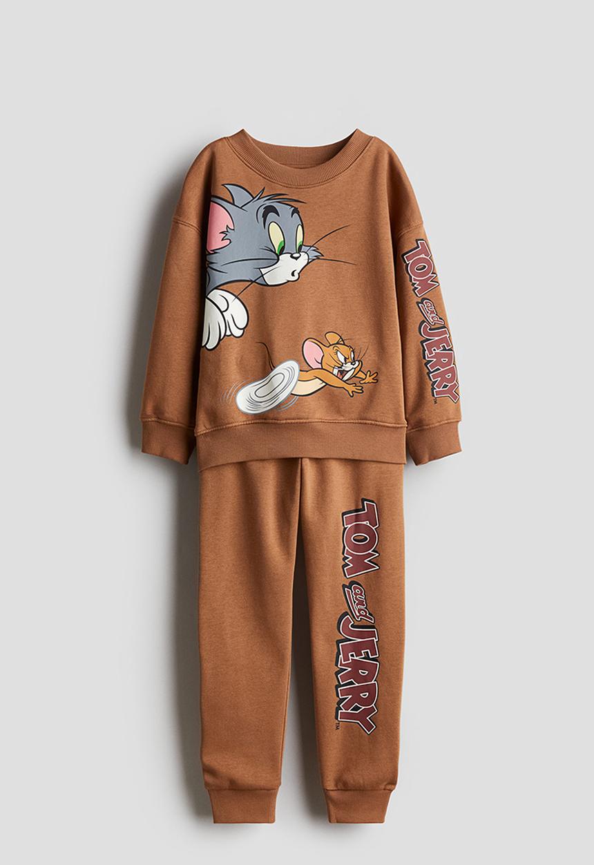 H&M - 2-Piece printed sweatshirt set - brown tom and jerry
