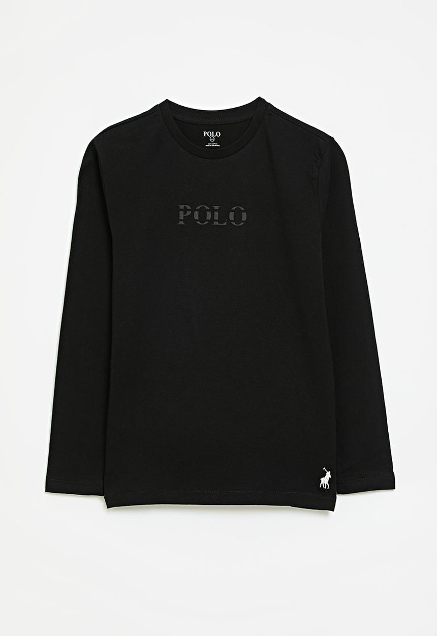 POLO - Boys david printed long sleeve tee - black