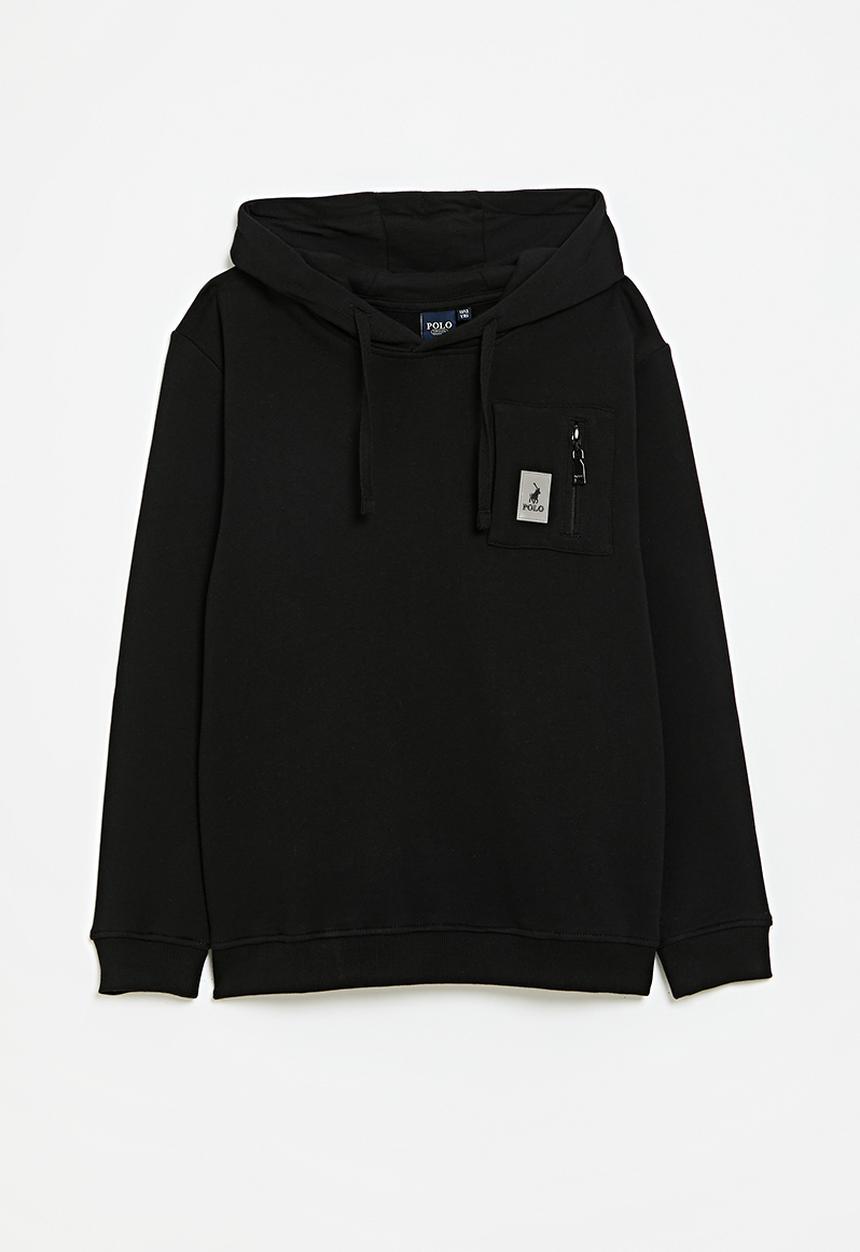 POLO - Boys clayton hooded sweater - black