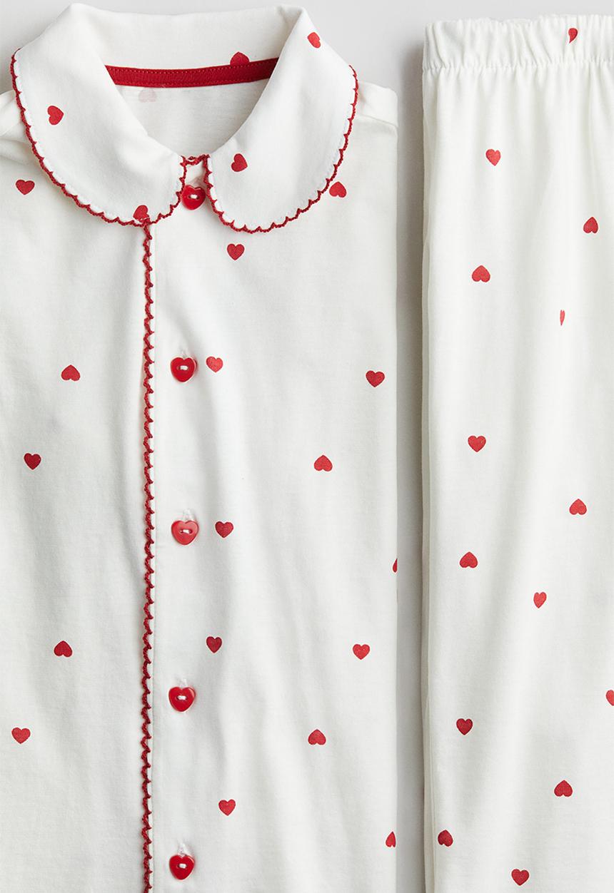 H&M - Printed cotton pyjamas - white hearts