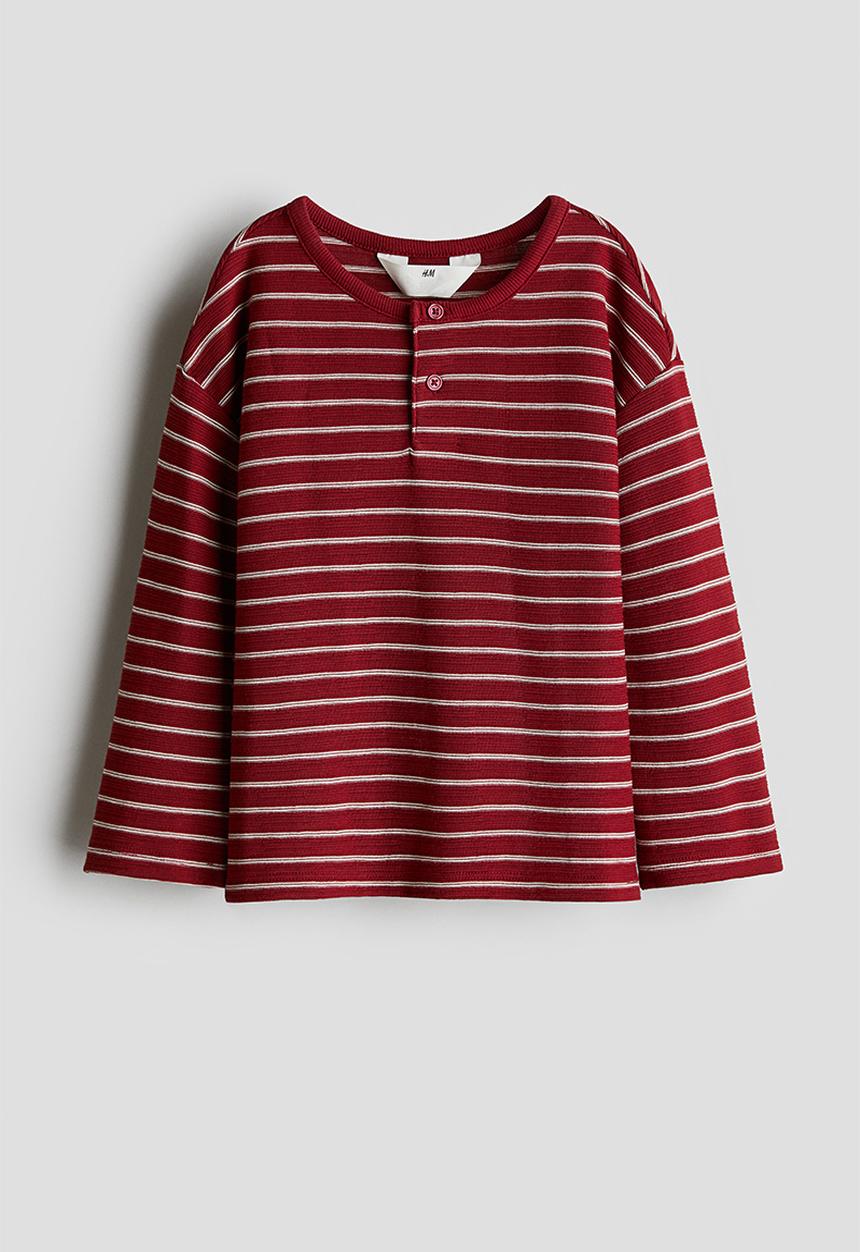H&M - Henley top - red striped 