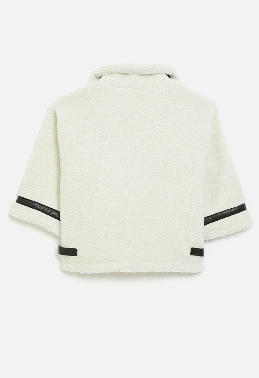 Pop Candy - Contrast fleece jacket-white