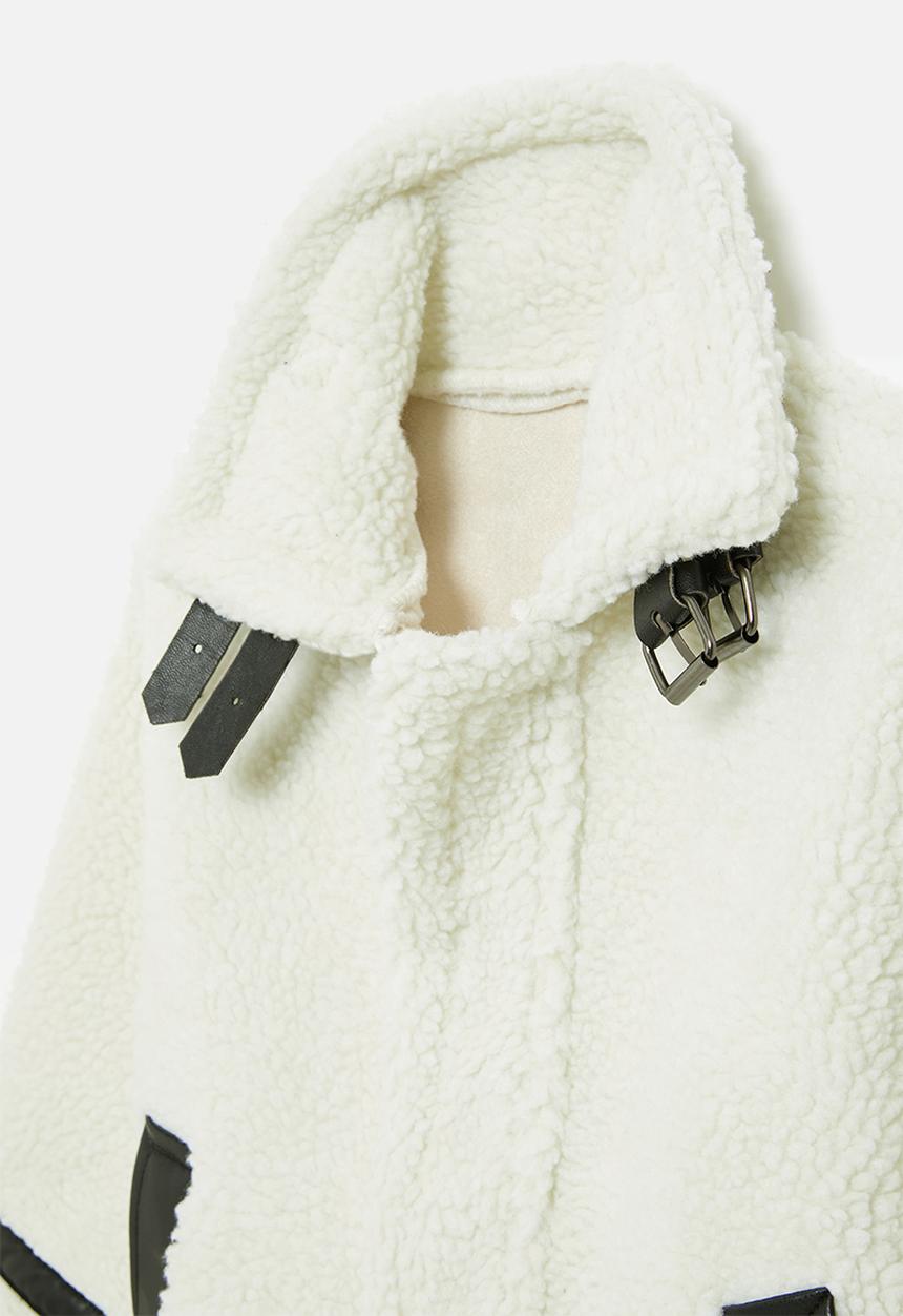 Pop Candy - Contrast fleece jacket-white