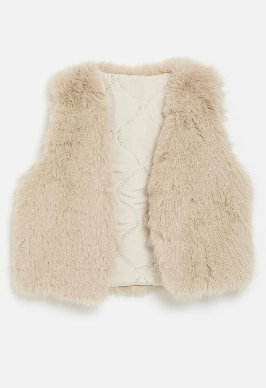 Pop Candy - Faux fur gilet - beige
