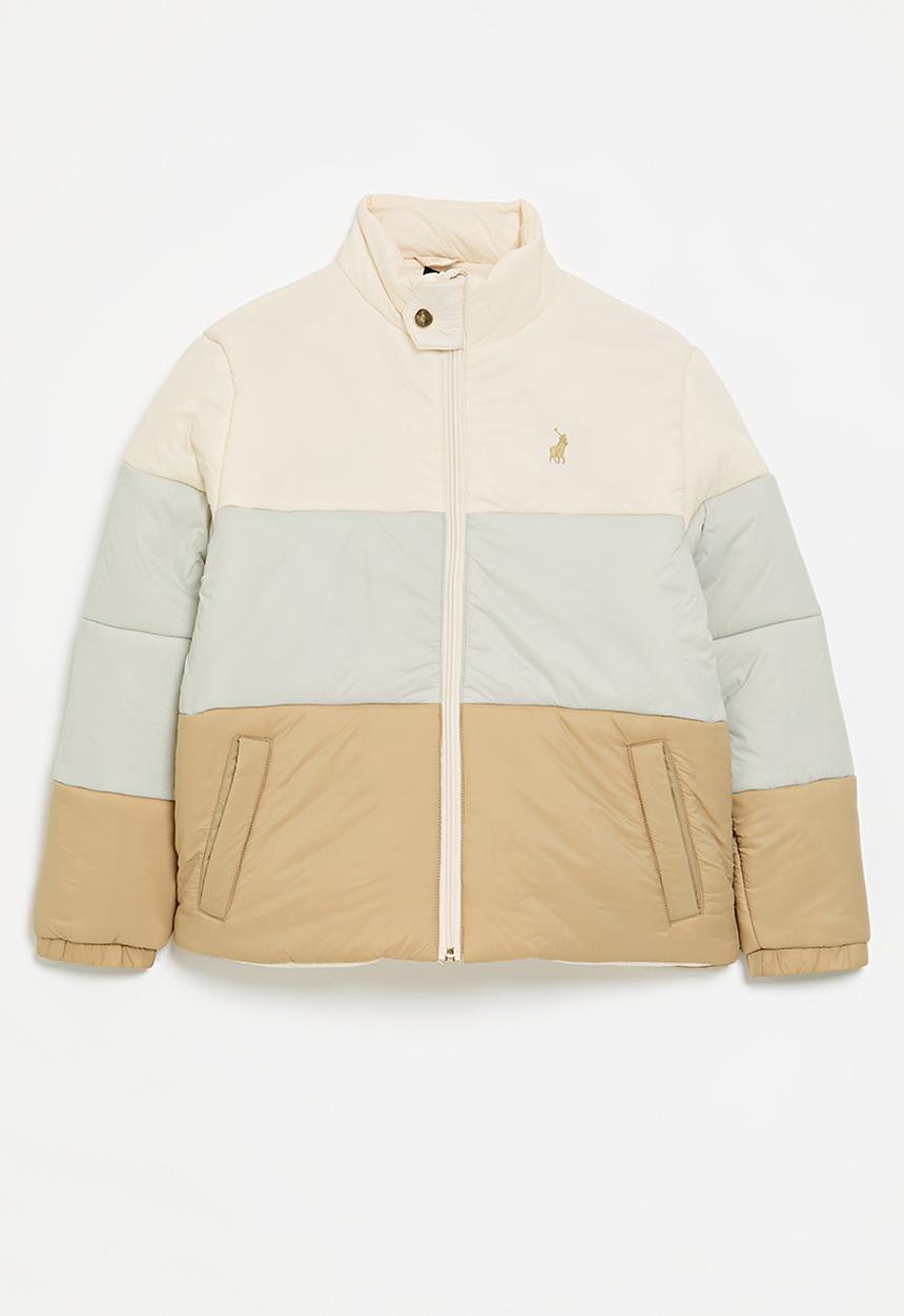 POLO - Girls bailey colour blocked puffer jacket - stone