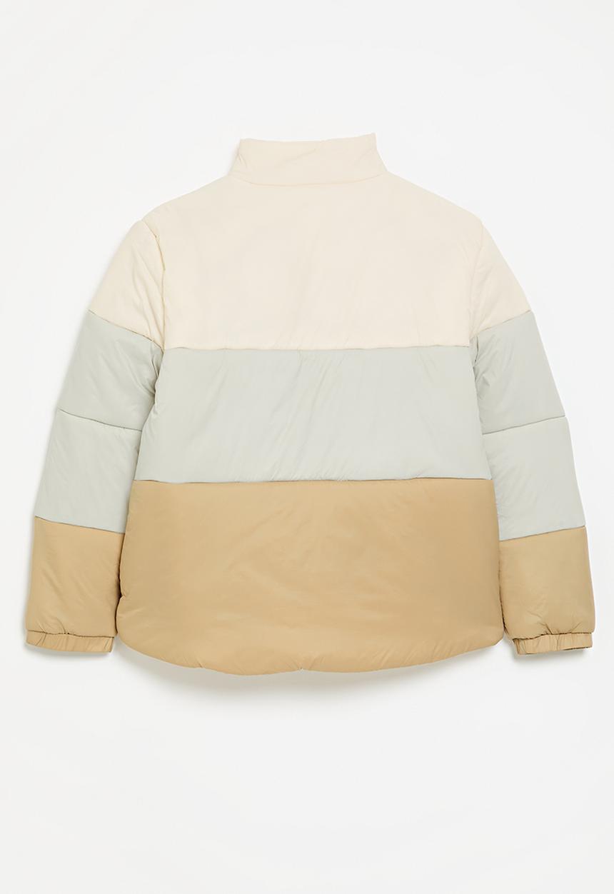 POLO - Girls bailey colour blocked puffer jacket - stone