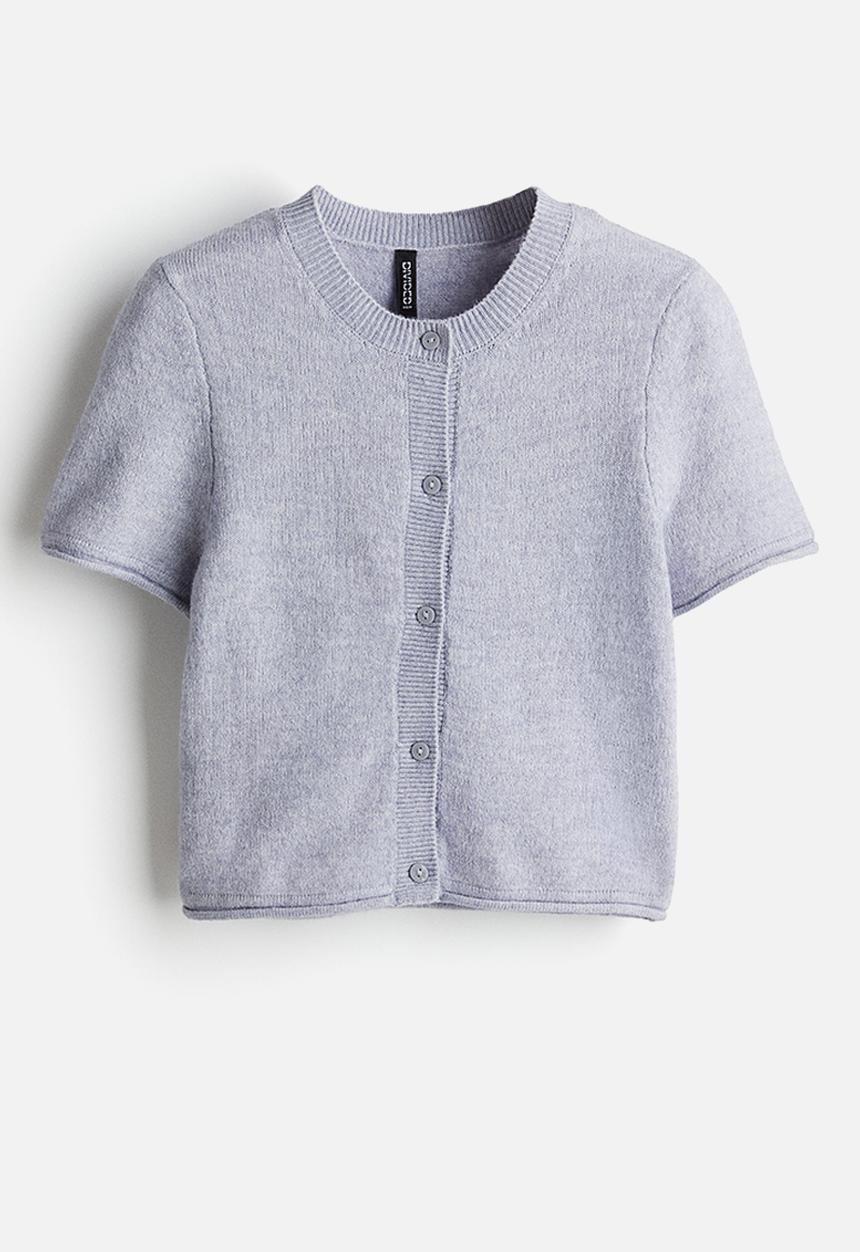 H&M - Short-sleeved fine-knit cardigan - purple