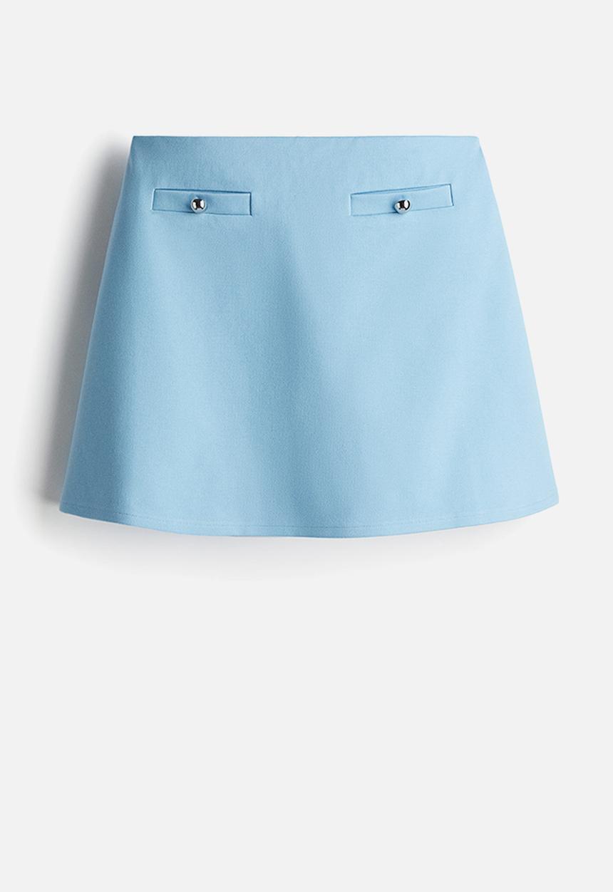 H&M - Textured-knit mini skirt -  light blue