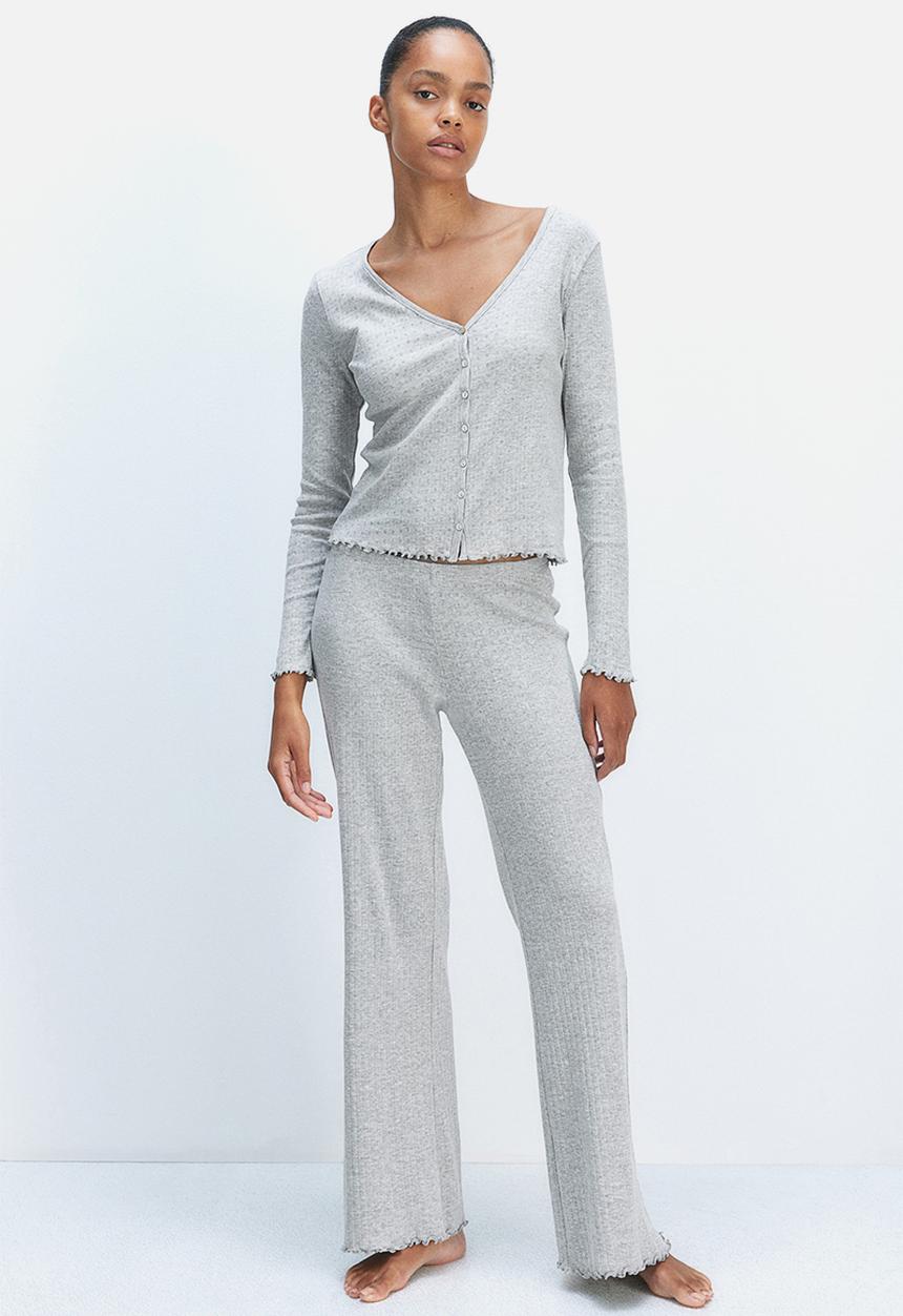 H&M - Pointelle jersey pyjamas -  light grey marl
