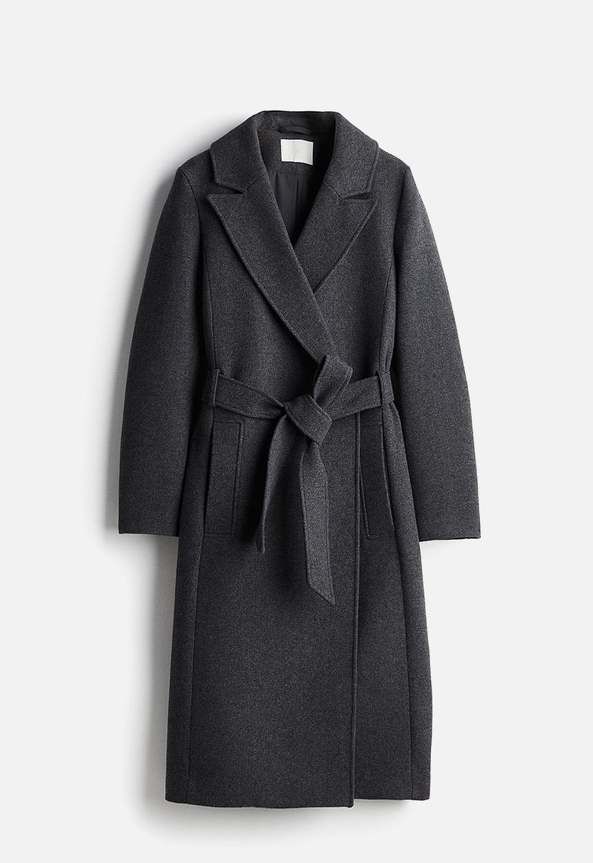 H&M - Tie-belt coat - dark grey