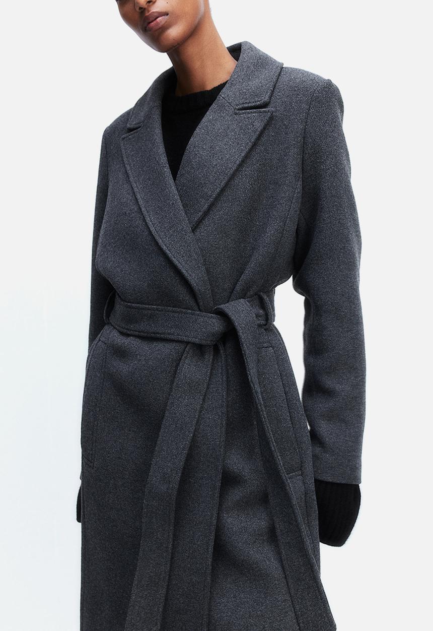 H&M - Tie-belt coat - dark grey
